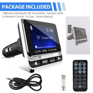 1.4 inch Car Bluetooth with FM Transmitter, MP3 Player, AUX and USB Charger - Etyn Online {{ product_tag }}