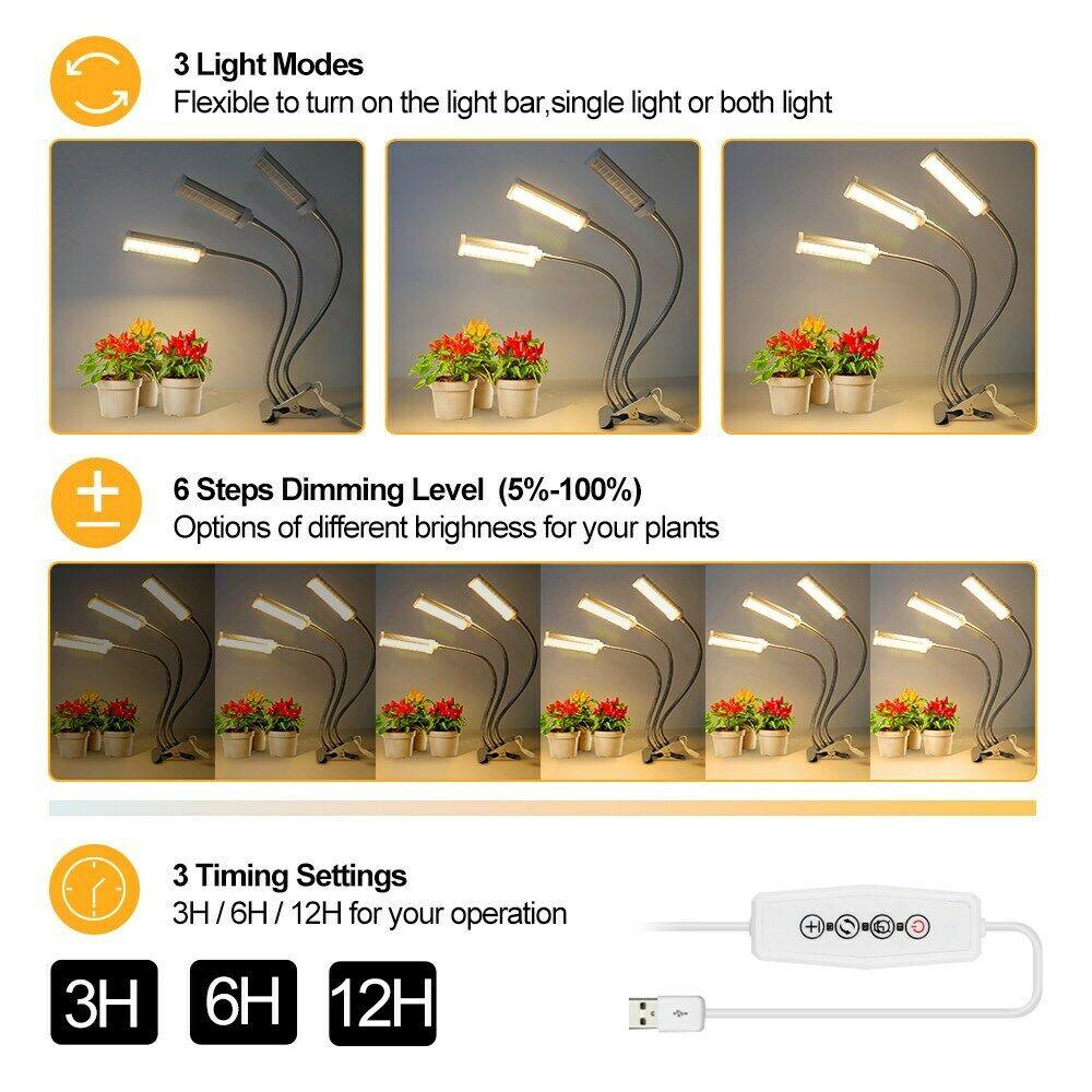 150LED Grow Light Plant 3 Head Growing Lamp Lights for Indoor Plants Flower US - Etyn Online {{ product_tag }}
