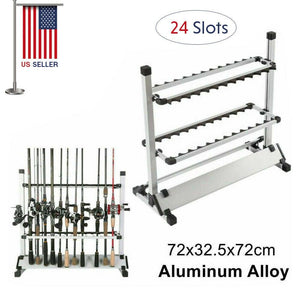 24 Rod Fishing Rod Rack Pole Holder Stand Rack Storage Portable Aluminum Alloy - Etyn Online {{ product_tag }}