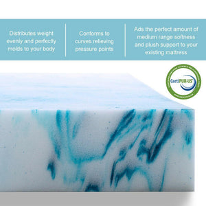 Mattress Topper 2 3 4 Inch Gel Memory Foam Cooling Blue Swirl Lavender New Size - Etyn Online {{ product_tag }}