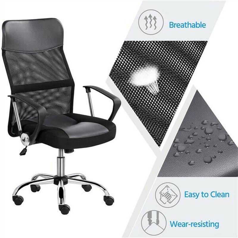 High Back Home Office Desk Chair Ergonomic Swivel Task Chair Gaming Chair Gray - Etyn Online {{ product_tag }}