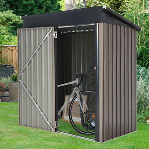 AECOJOY Outdoor Metal Storage Shed w/ Single Lockable Door for Backyard Garden - Etyn Online {{ product_tag }}
