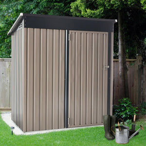 AECOJOY Outdoor Metal Storage Shed w/ Single Lockable Door for Backyard Garden - Etyn Online {{ product_tag }}
