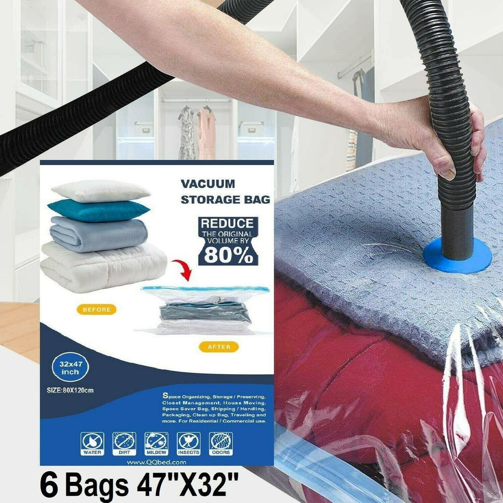 6 Pack Jumbo Extra Large Space Saver Vacuum Seal Storage Bag Strong Organizer XL - Etyn Online {{ product_tag }}