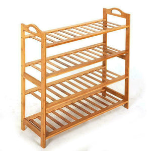 4 Tier Natural Bamboo Wooden Shoe Rack Organizer Stand Storage Shelf Unit - Etyn Online {{ product_tag }}