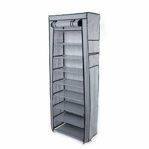 9 Tier 30 Pairs Shoe Rack Tower Cabinet with Cover Organizer Storage Shelf - Etyn Online {{ product_tag }}