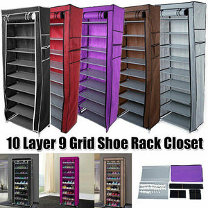 9 Tier 30 Pairs Shoe Rack Tower Cabinet with Cover Organizer Storage Shelf - Etyn Online {{ product_tag }}