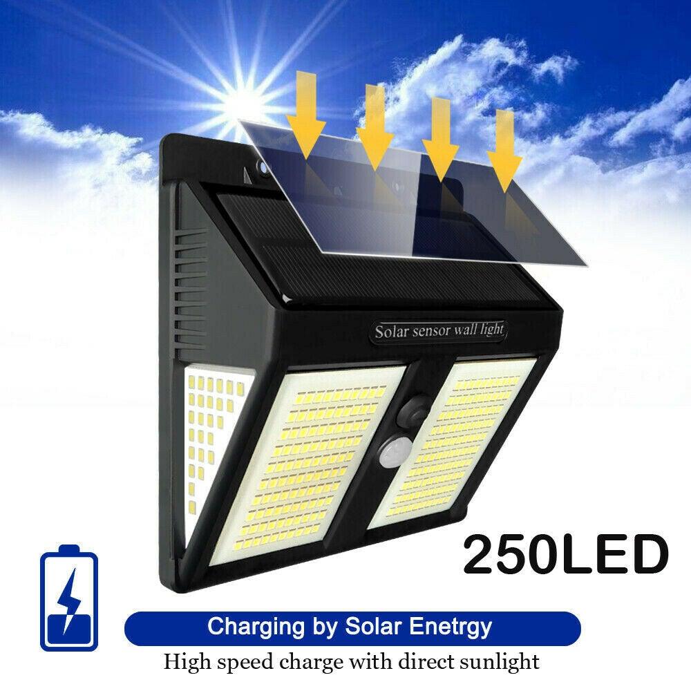 250 LED Solar Power Lights Outdoor PIR Motion Sensor Garden Wall Lamp Waterproof - Etyn Online {{ product_tag }}
