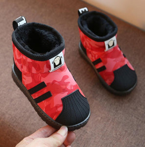 Plush Winter Boys Snow Shoes Plush Black Red Sport Shoes - Etyn Online {{ product_tag }}