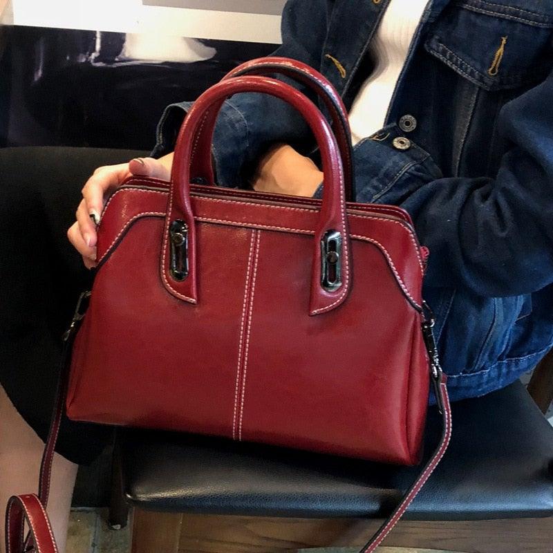 Vintage Business Genuine Leather Luxury Handbags For Women Pochette Ladies Crossbody Satchel - Etyn Online {{ product_tag }}