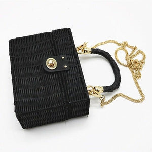 New Women's Rattan Black Straw Shoulder Bag Hand-Woven - Etyn Online {{ product_tag }}