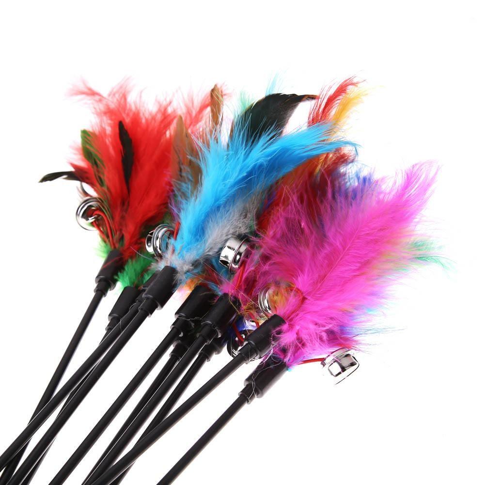 5Pcs Soft Colorful Cat Feather Bell Rod Toy - Etyn Online