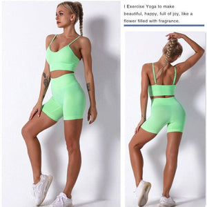 2Pcs/3Pcs/4Pcs Yoga Set Seamless High Waist Leggings Shorts - Etyn Online {{ product_tag }}