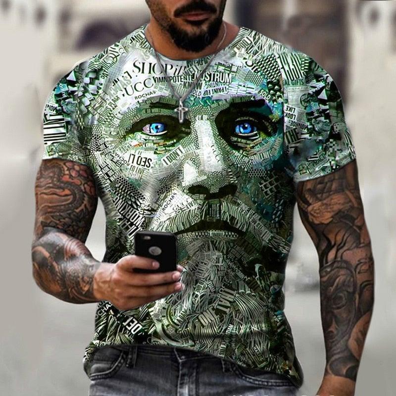 3D Face Printed Men Streetwear Casual Clothes T-shirt - Etyn Online {{ product_tag }}