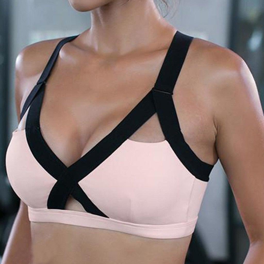 Gym Fitness Push Up Bras Tank Top Seamless Bralette Hollow Out Cross Sportswear - Etyn Online {{ product_tag }}