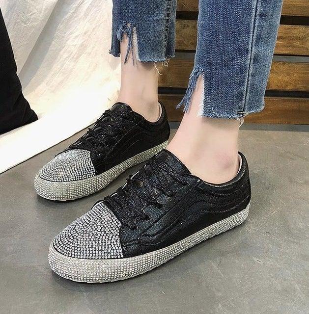 Women's Korean Golden Silver Sneakers - Superstar Rhinestones Bling Casual Shoes - Etyn Online {{ product_tag }}