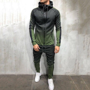Zipper Tracksuit Men Set Sporting 2 Pieces Sweat suit Men Clothes Printed Hooded Hoodies Jacket Pants Track Suits - Etyn Online {{ product_tag }}