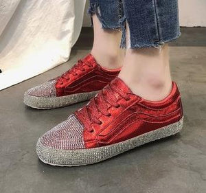 Women's Korean Golden Silver Sneakers - Superstar Rhinestones Bling Casual Shoes - Etyn Online {{ product_tag }}