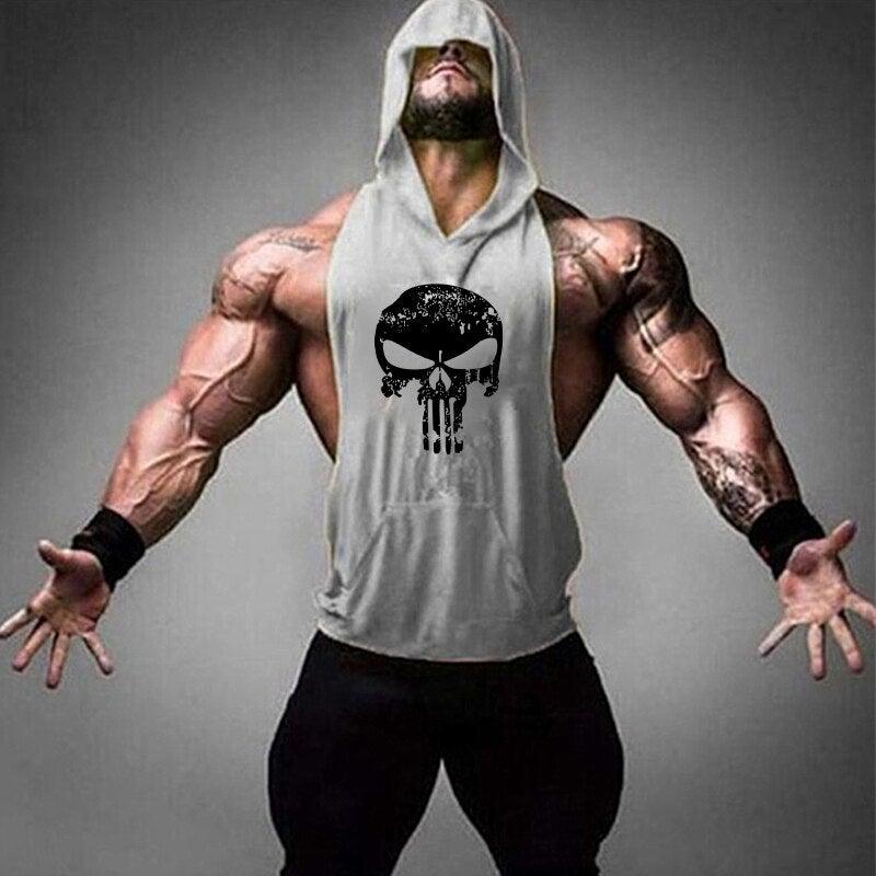 Skull Bodybuilding Stringer Tank Tops Sleeveless Hoodies Cotton Vest - Etyn Online {{ product_tag }}