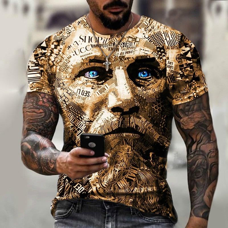 3D Face Printed Men Streetwear Casual Clothes T-shirt - Etyn Online {{ product_tag }}