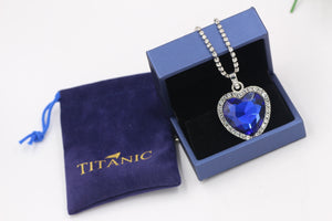 Titanic Heart of Ocean Blue Heart Love Forever Pendant Necklace + Velvet Bag - Etyn Online {{ product_tag }}