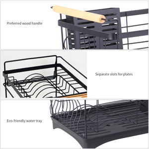 1 Tier Stainless Steel Kitchen Shelf Dish Drying Rack Storage Tableware Stand - Etyn Online {{ product_tag Kitchen Cabinet Organizers }}