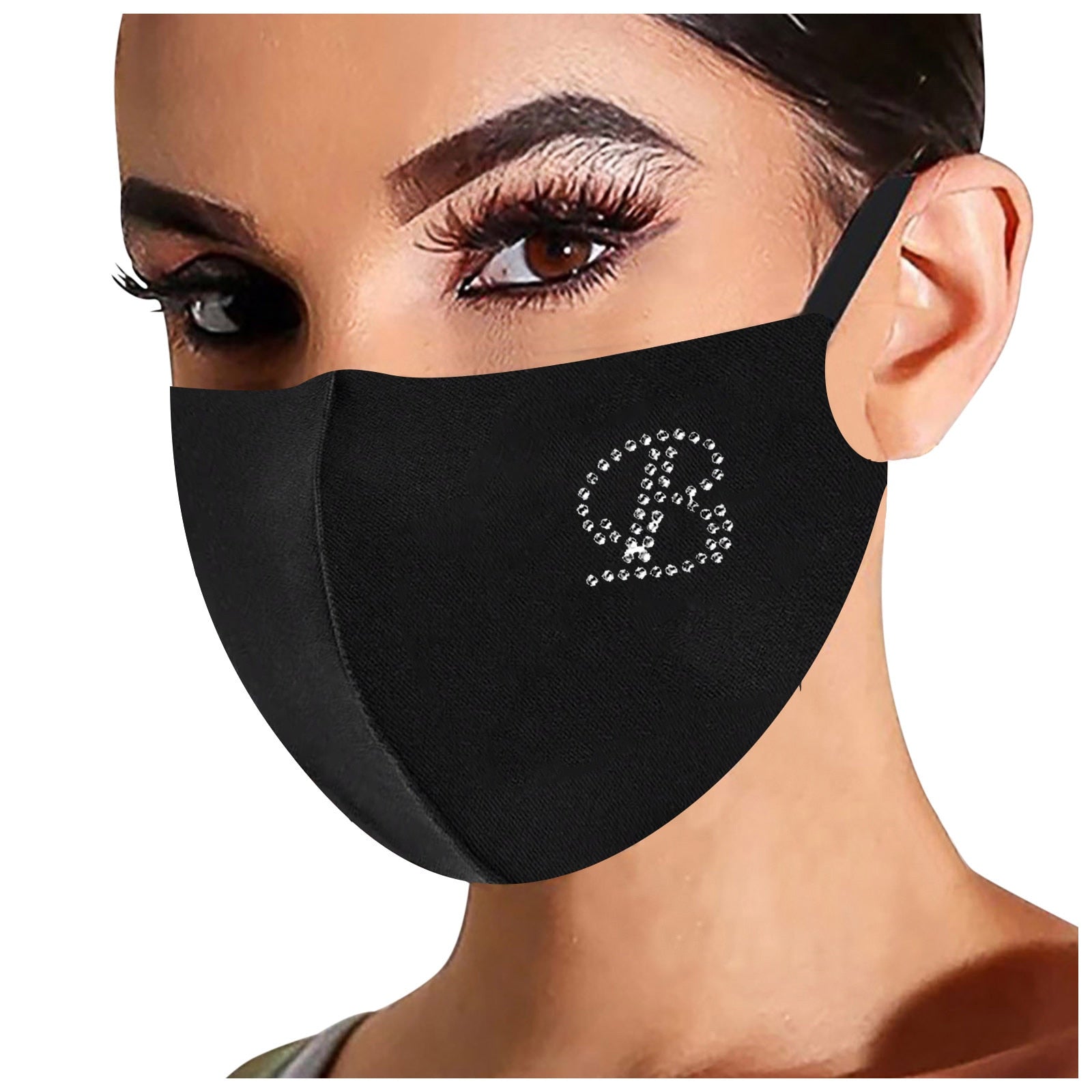 Christmas Halloween Black Face Mask Reusable Маски Rhinestone Letter Ice Silk Cotton Mask Adult Washable Mask Cosplay Facemask - Etyn Online {{ product_tag }}