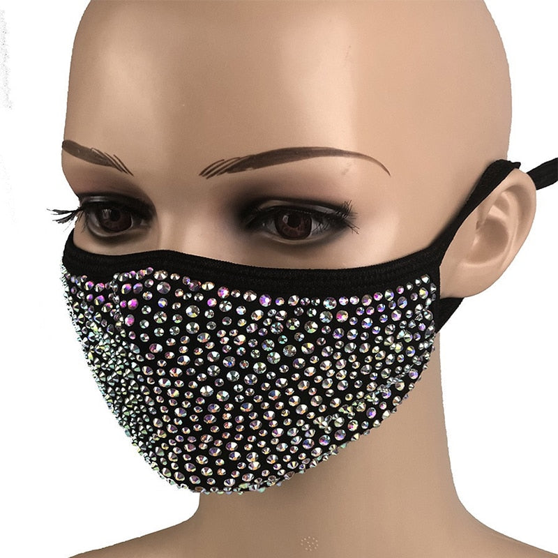 Sexy Shiny Rhinestones Masks For Women Black Bling Crystal Face Cover Masquerade Halloween Party Nightclub Jewelry Gifts - Etyn Online {{ product_tag }}