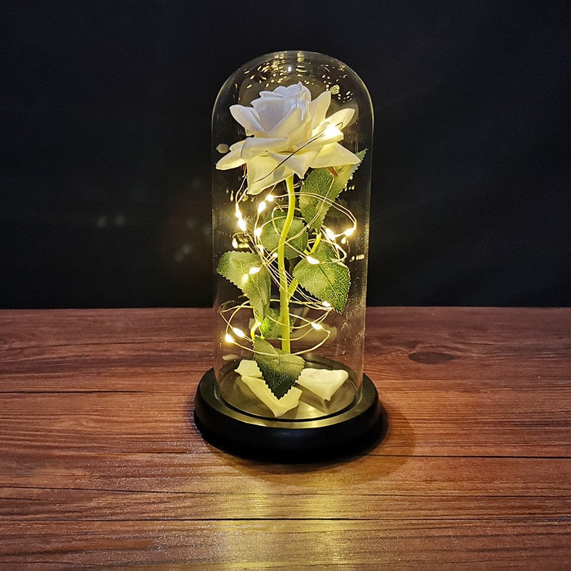 Eternal Rose LED Light Foil Flower In Glass Cover - Etyn Online {{ product_tag }}