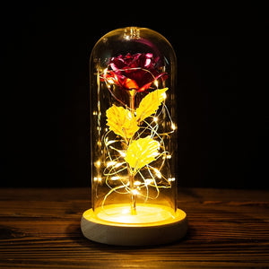 Eternal Rose LED Light Foil Flower In Glass Cover - Etyn Online {{ product_tag }}