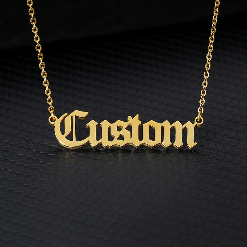 Old English Custom Name Necklaces For Women Men - Etyn Online {{ product_tag }}