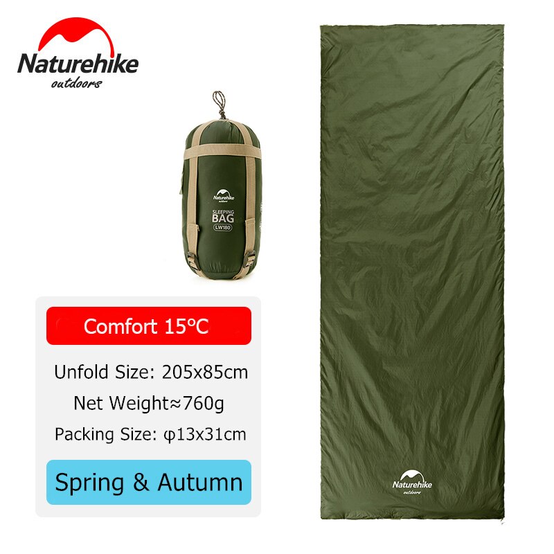 Naturehike Sleeping Bag Ultralight LW180 Waterproof Cotton Sleeping Bag Nature Hike Summer Hiking Camping Sleeping Bag - Etyn Online {{ product_tag }}