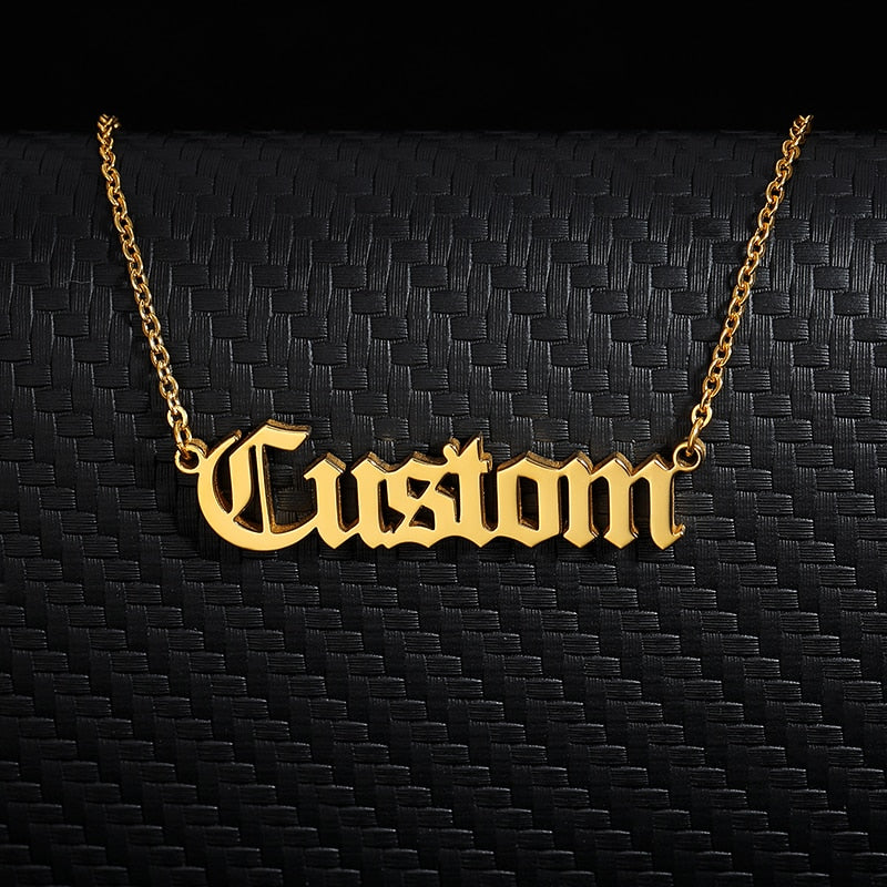 Old English Custom Name Necklaces For Women Men - Etyn Online {{ product_tag }}