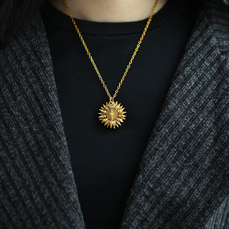 You Are My Sunshine Necklaces For Women Gold Sunflower Pendant - Etyn Online {{ product_tag }}