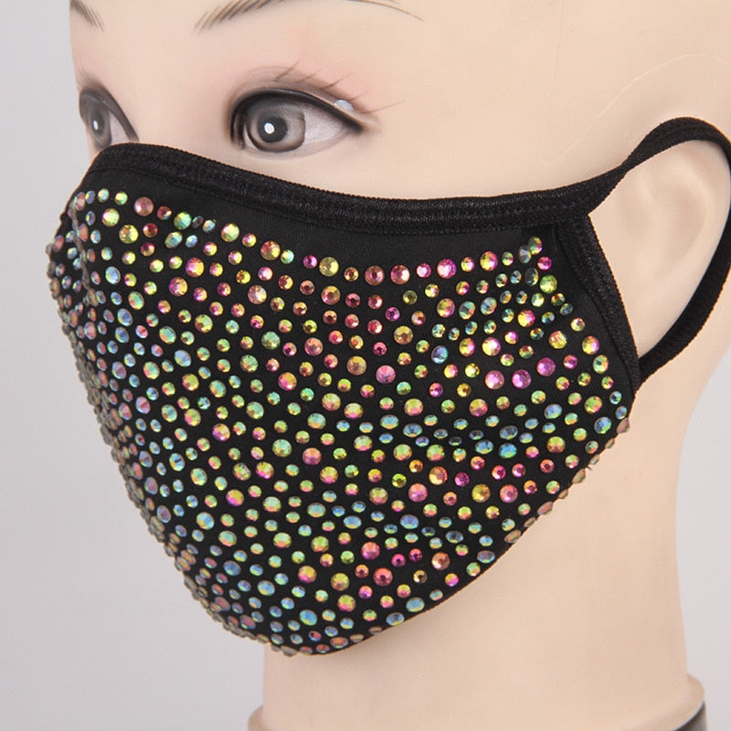 Sexy Shiny Rhinestones Masks For Women Black Bling Crystal Face Cover Masquerade Halloween Party Nightclub Jewelry Gifts - Etyn Online {{ product_tag }}