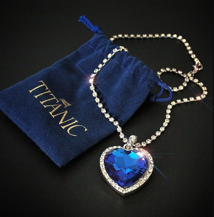 Titanic Heart of Ocean Necklaces for Women Peach Heart Blue Crystal Zircon - Etyn Online {{ product_tag }}