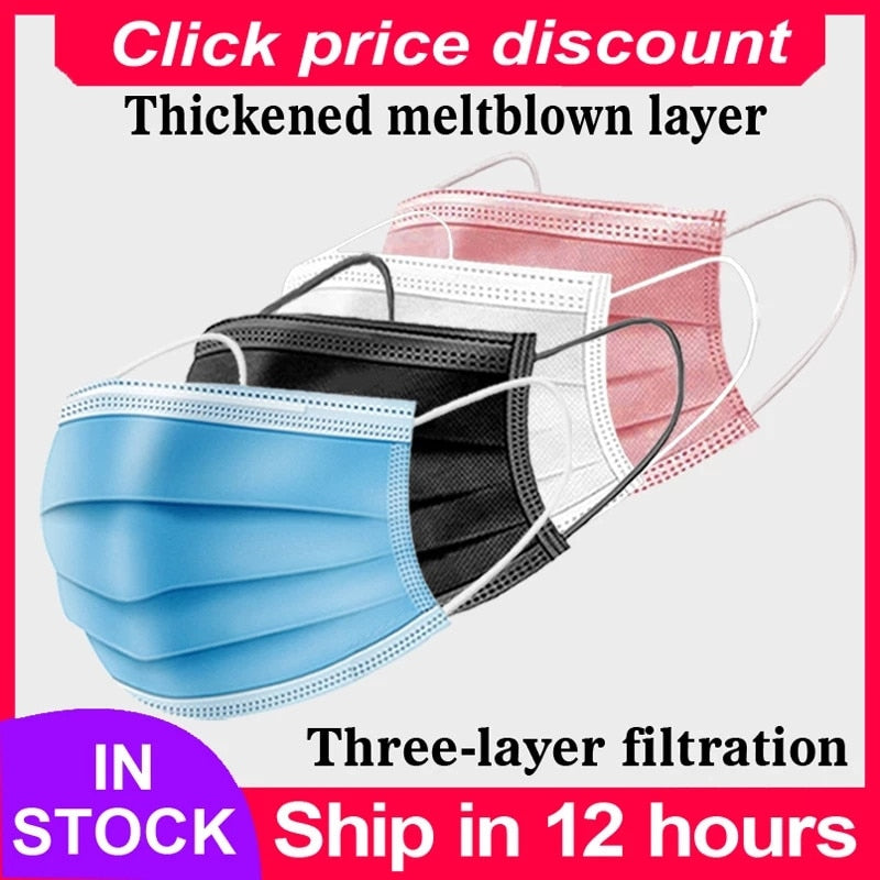 Masks Disposable Non wove 3 Layer Ply Filter Mask mouth Face mask Breathable Earloops Masks fast shipping - Etyn Online {{ product_tag }}