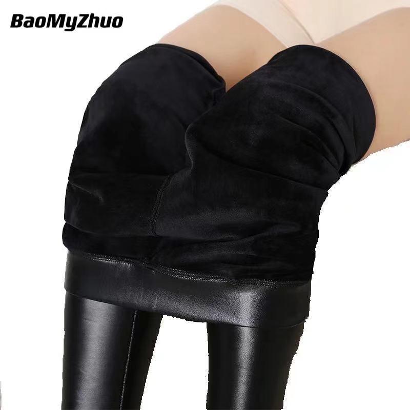 Winter Faux Pu Leather Velvet Warm Seamless Leggings Push Up Women Sexy Legging Female Pants High Waist Sweatpants Clothing - Etyn Online {{ product_tag Pants }}
