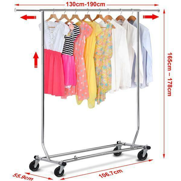 Garment Rack Clothing Rack Heavy Duty Adjustable Collapsible Rolling W/Casters - Etyn Online {{ product_tag }}