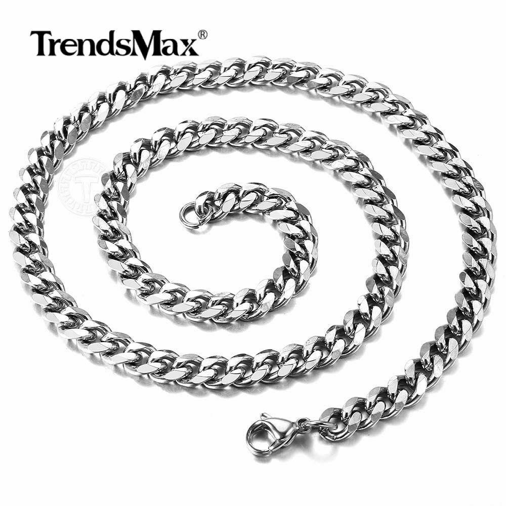 Stainless Steel Cuban Curb Chain Silver 16"-30" Men Choker Necklace 3/5/7/9/11mm - Etyn Online {{ product_tag }}