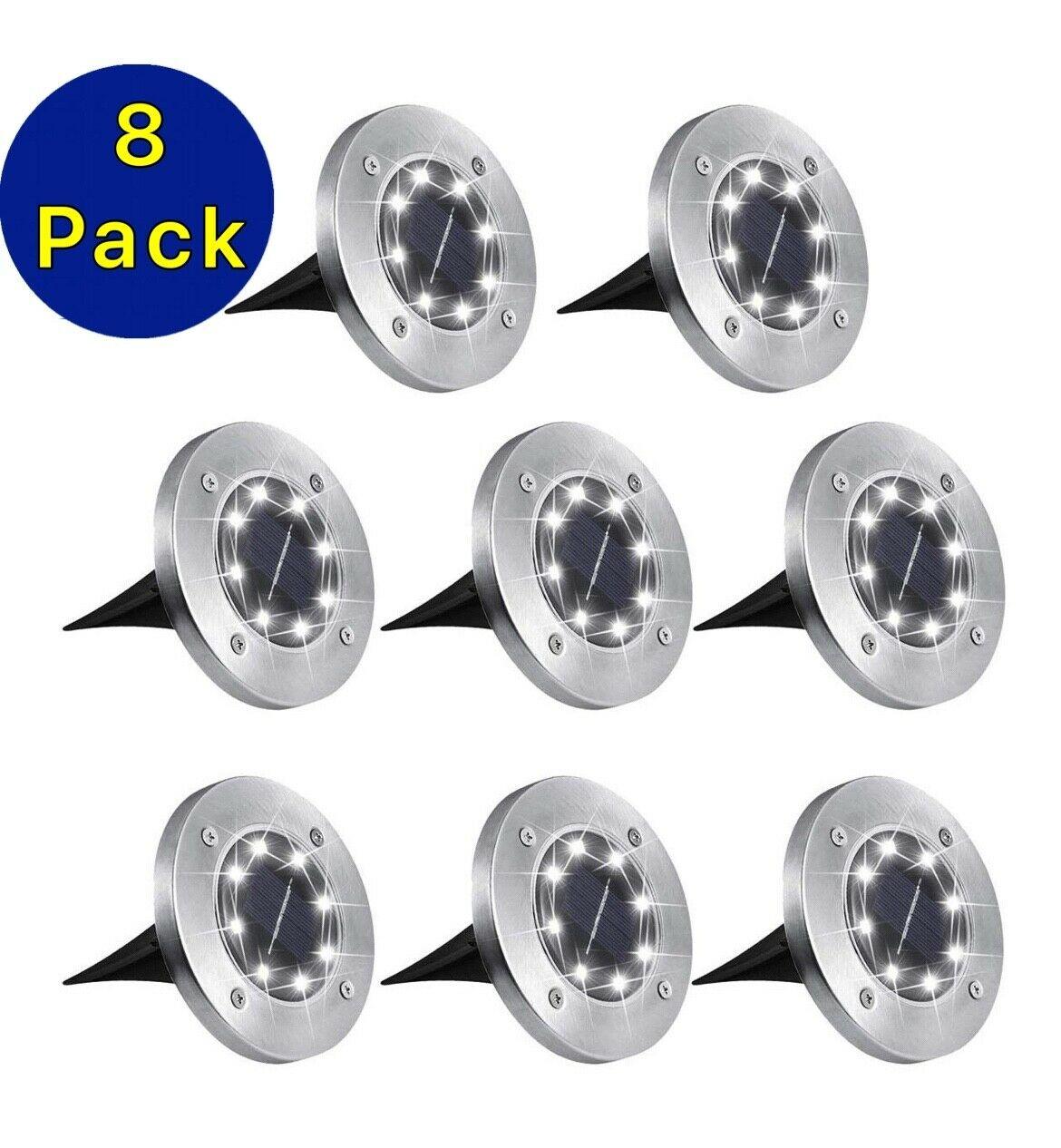 8-PACK Solar In Ground Lights Outdoor Buried Lamp Disk LED Lawn Pathway Garden - Etyn Online {{ product_tag }}