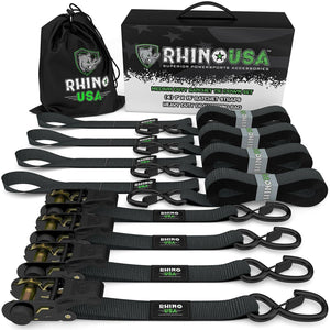RHINO USA Ratchet Straps (4PK) 1in x 15ft - 1,823lb Guaranteed Max Break - Etyn Online {{ product_tag }}