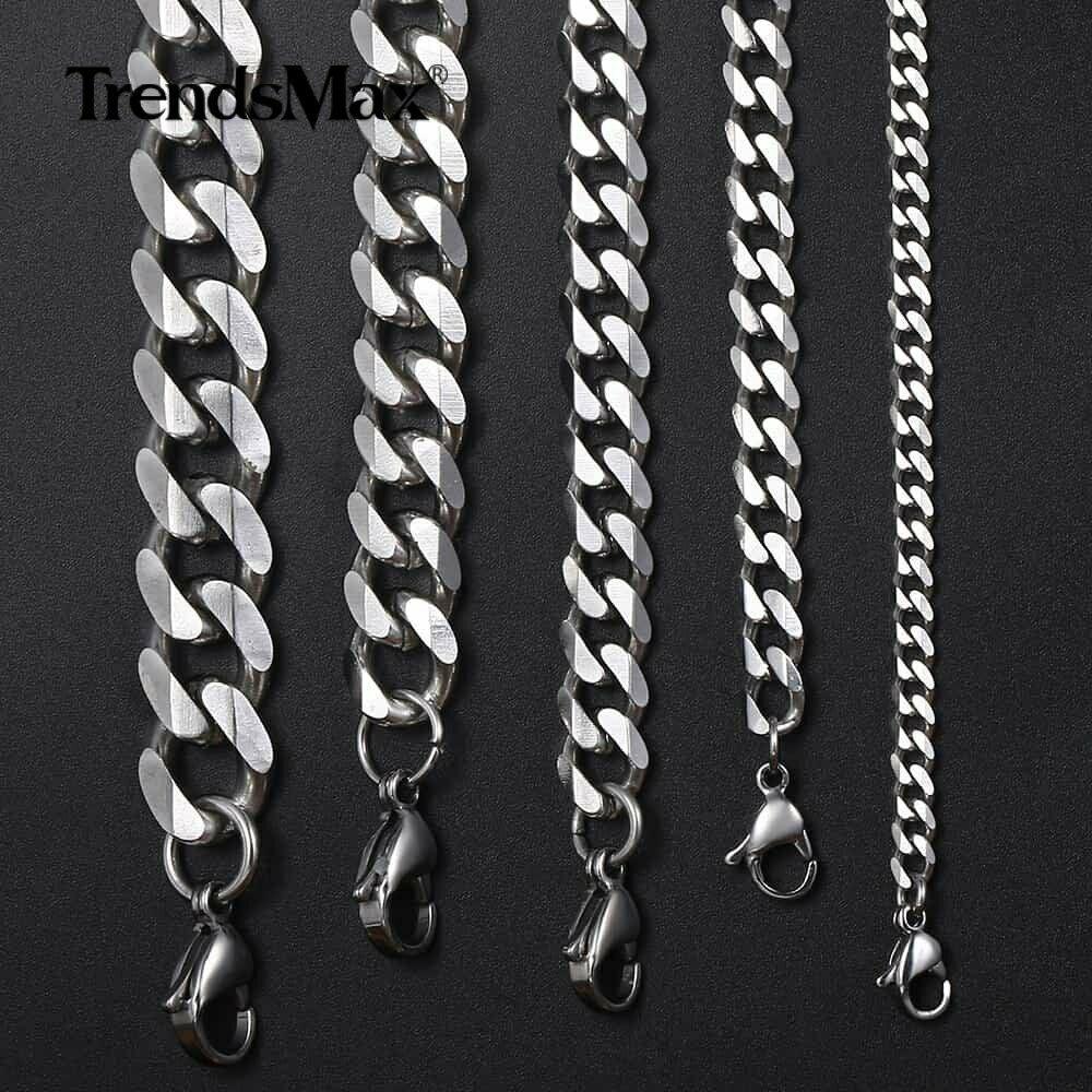 Stainless Steel Cuban Curb Chain Silver 16"-30" Men Choker Necklace 3/5/7/9/11mm - Etyn Online {{ product_tag }}