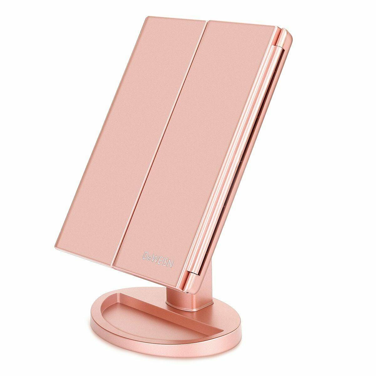 Tri-Fold Vanity Mirror with 21 LED Lights, Touch Screen and 3X Magnification - Etyn Online {{ product_tag }}