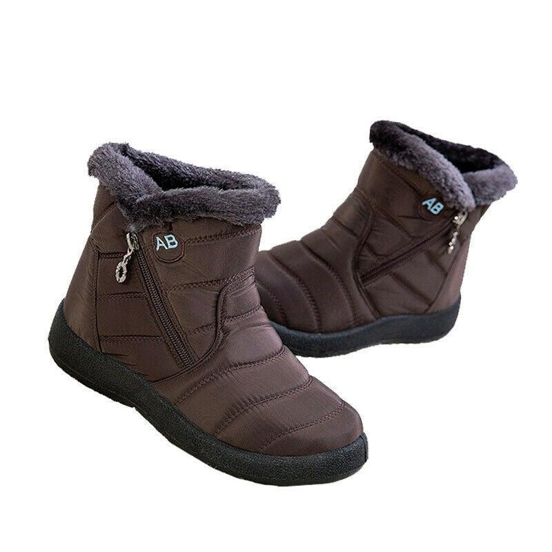 Waterproof Winter Women Shoes Snow Boots Fur-lined Slip On Warm Ankle Size US - Etyn Online {{ product_tag }}