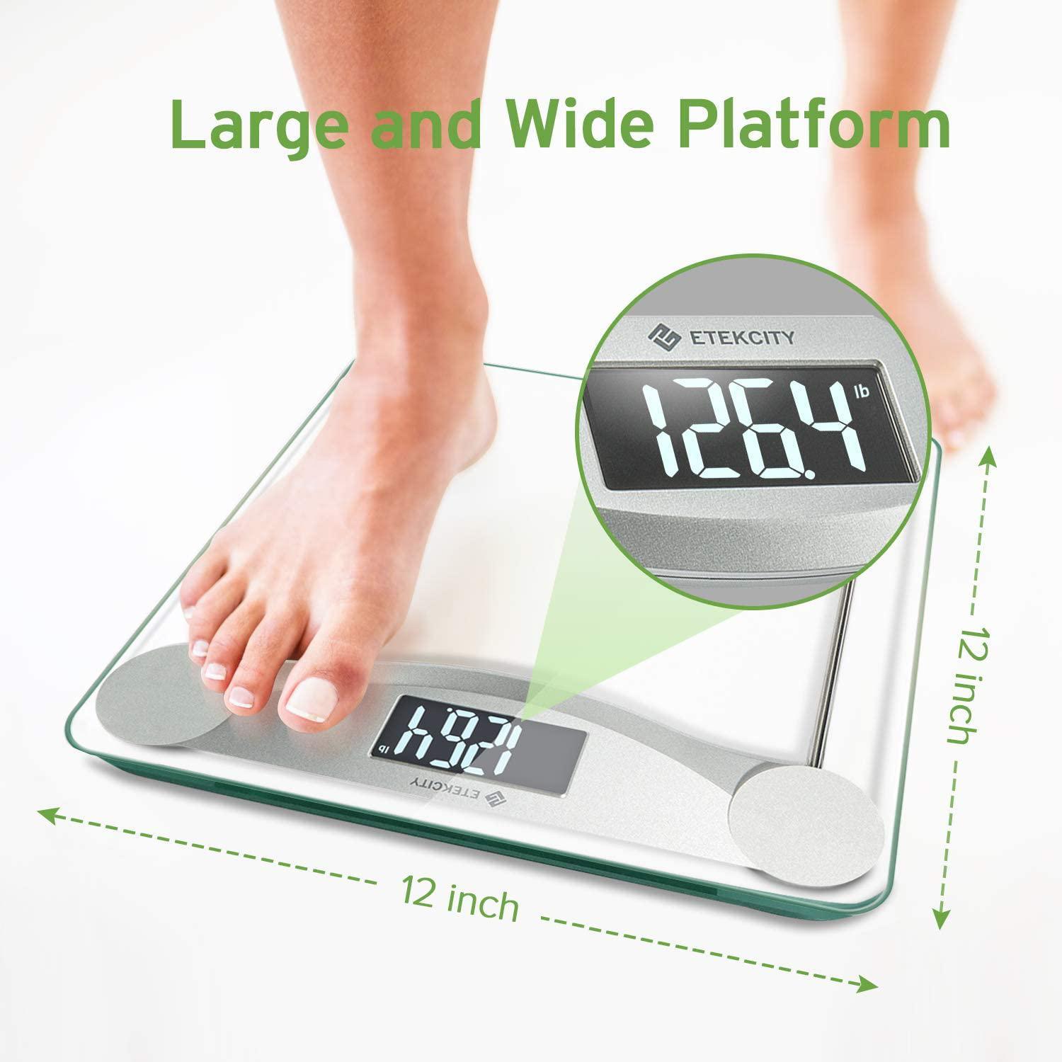 Etekcity Digital Weight Bathroom Scale, 6mm Tempered Glass Platform with Rounded - Etyn Online {{ product_tag }}