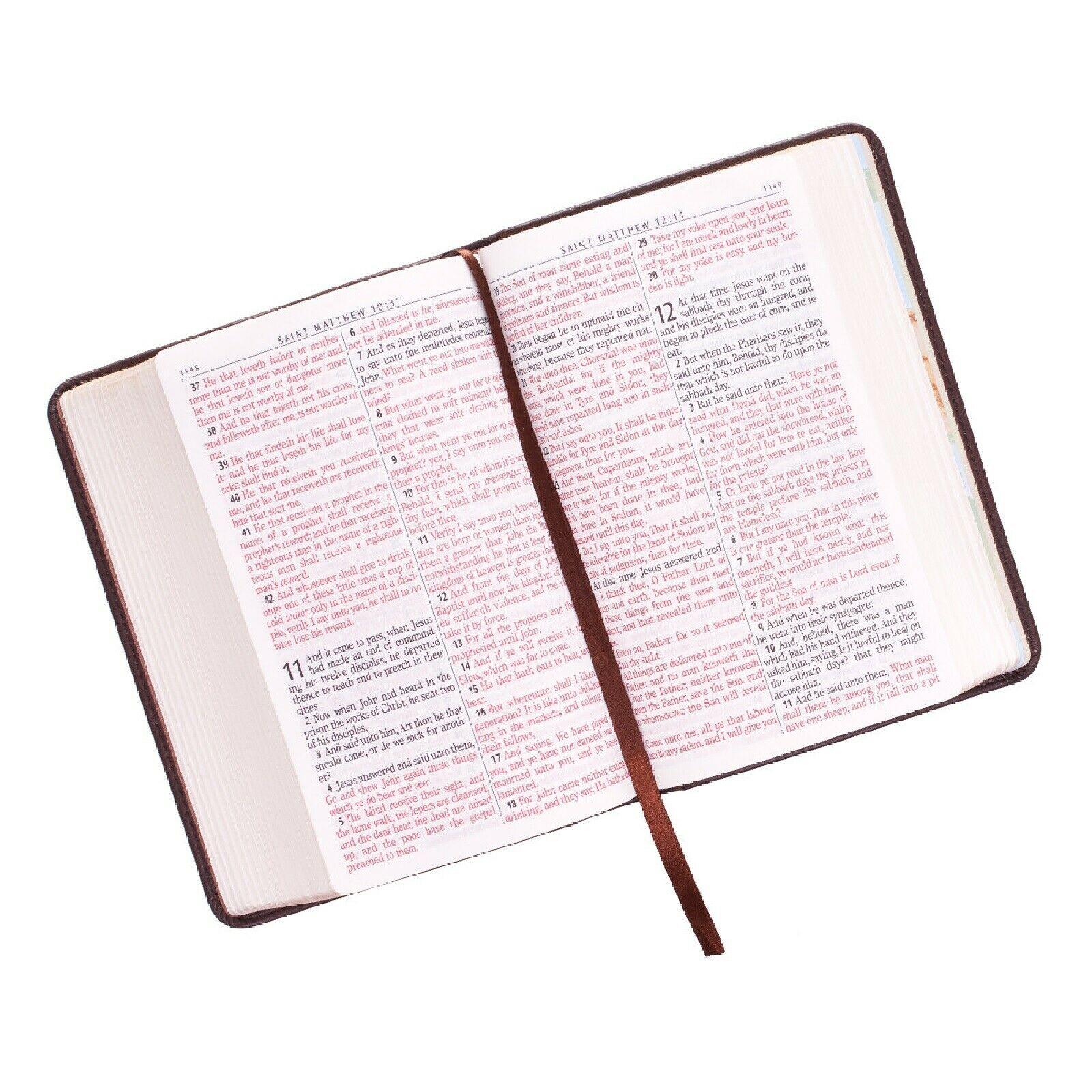 KJV Bible Compact Large Print Brown Lux-Leather Red letter New Shrink Wrapped!! - Etyn Online {{ product_tag }}