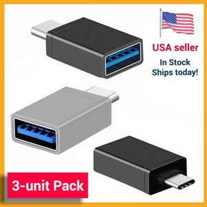 3-Pack USB-C 3.1 Male to USB A Female Adapter Converter OTG Type C Android Phone - Etyn Online {{ product_tag }}