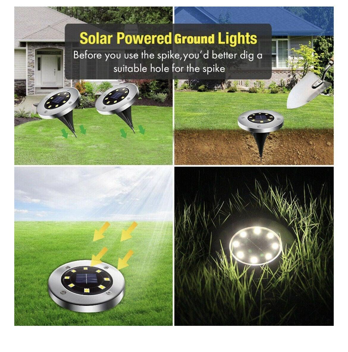 8-PACK Solar In Ground Lights Outdoor Buried Lamp Disk LED Lawn Pathway Garden - Etyn Online {{ product_tag }}