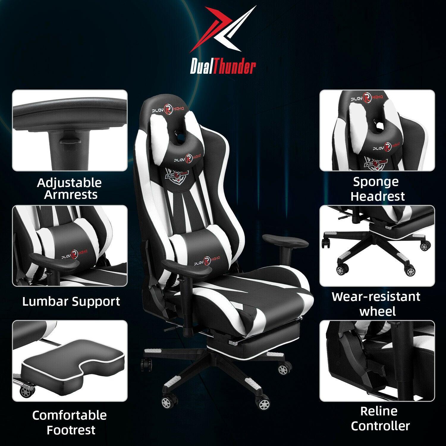 Ergonomic Gaming Racing Chair Computer Office Desk Seat Swivel Recliner Footrest - Etyn Online {{ product_tag }}